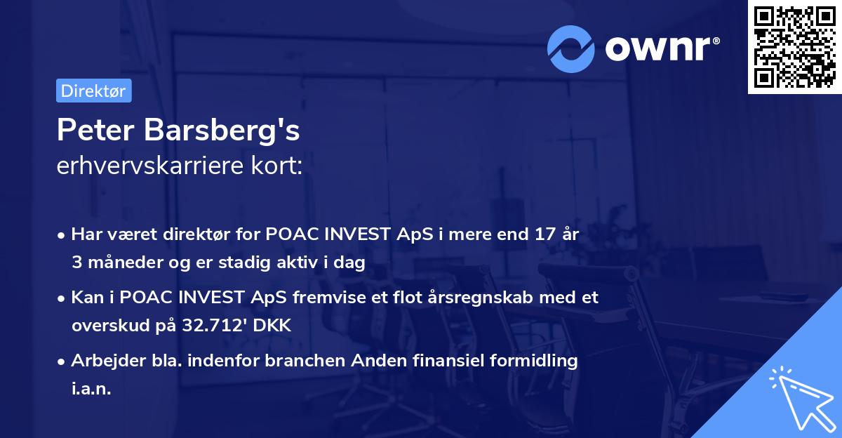 Peter Barsberg's erhvervskarriere kort
