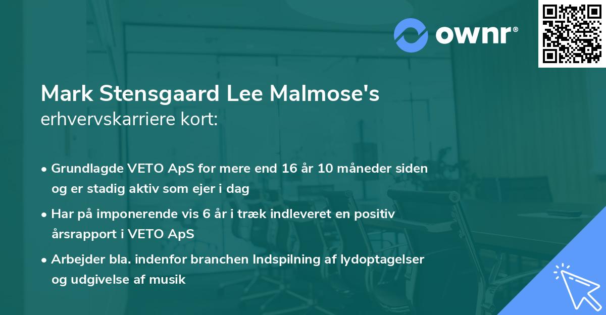 Mark Stensgaard Lee Malmose's erhvervskarriere kort