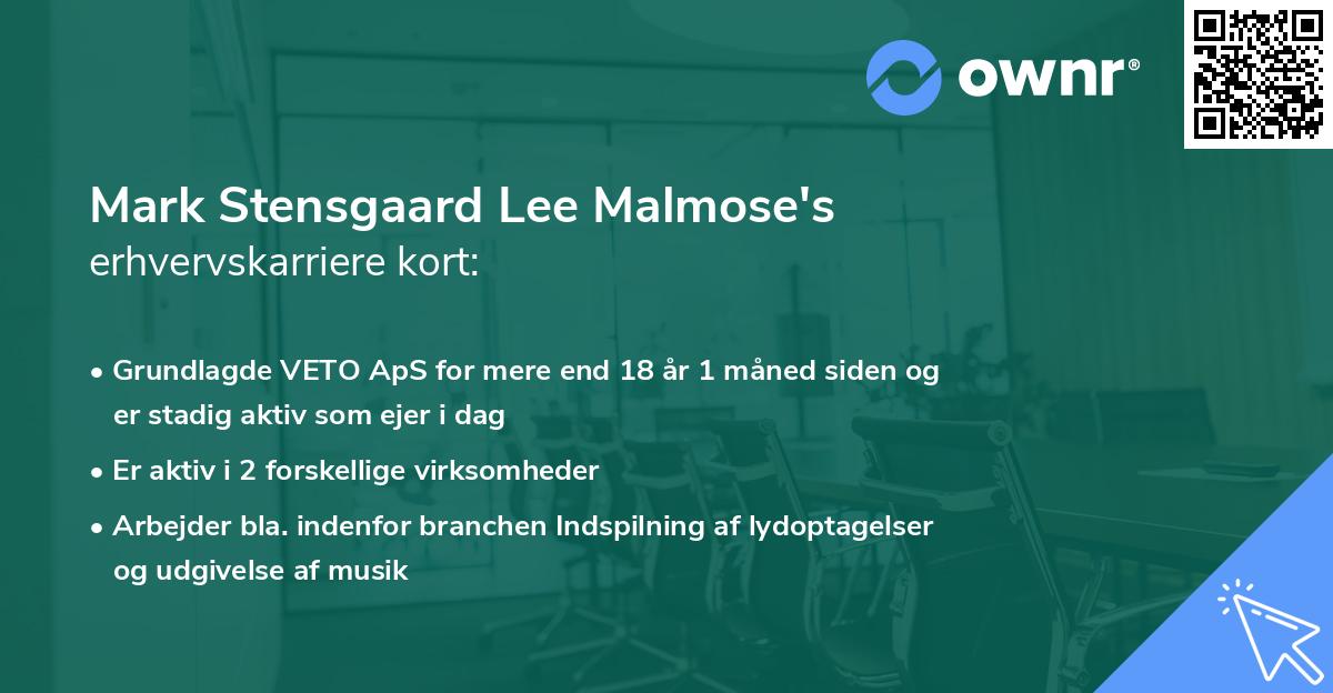 Mark Stensgaard Lee Malmose's erhvervskarriere kort