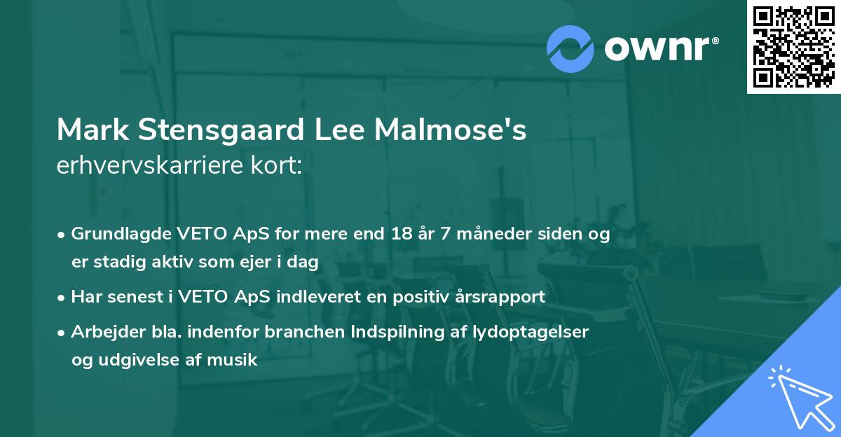 Mark Stensgaard Lee Malmose's erhvervskarriere kort