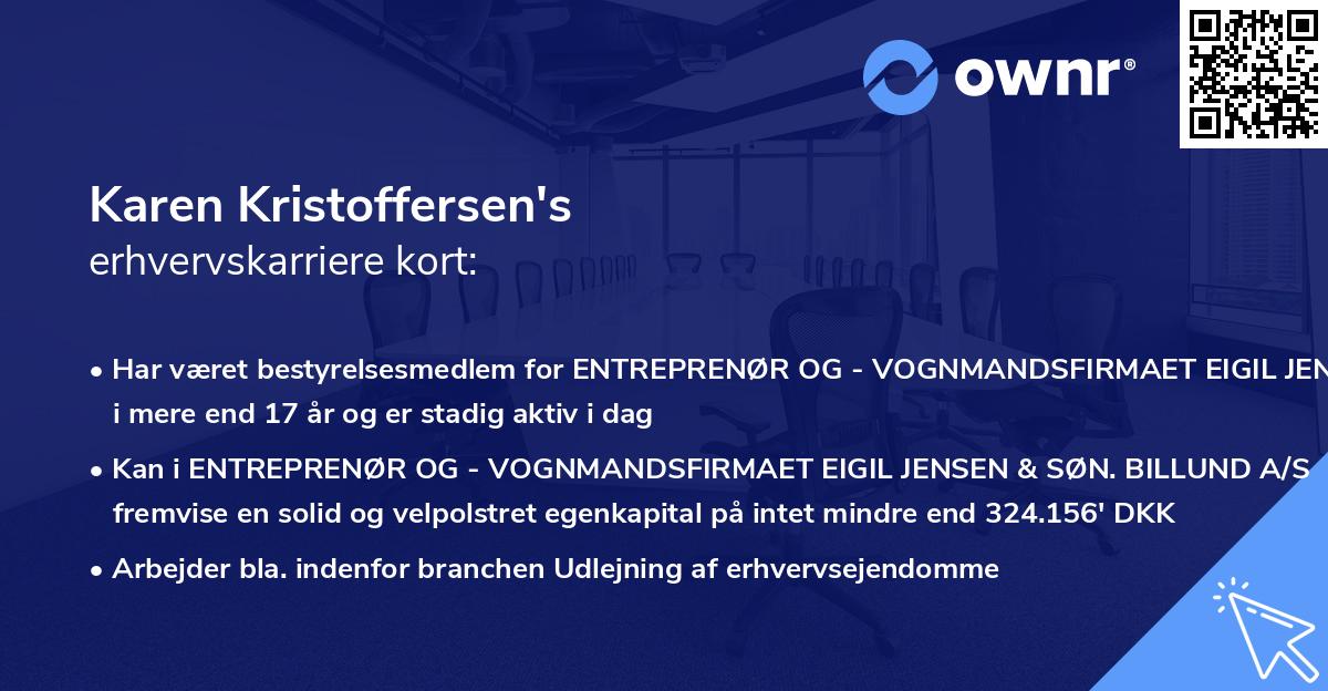 Karen Kristoffersen's erhvervskarriere kort