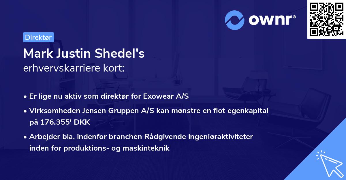 Mark Justin Shedel's erhvervskarriere kort