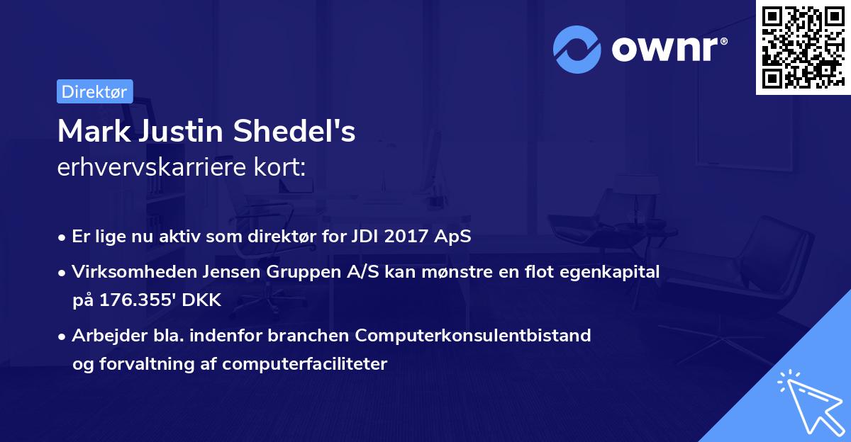 Mark Justin Shedel's erhvervskarriere kort