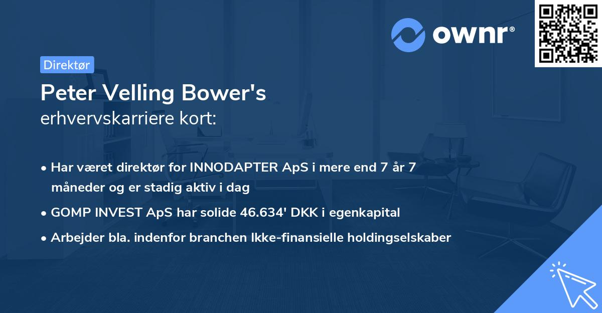 Peter Velling Bower's erhvervskarriere kort