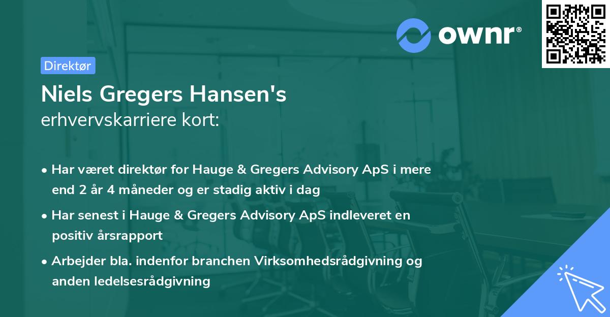 Niels Gregers Hansen's erhvervskarriere kort