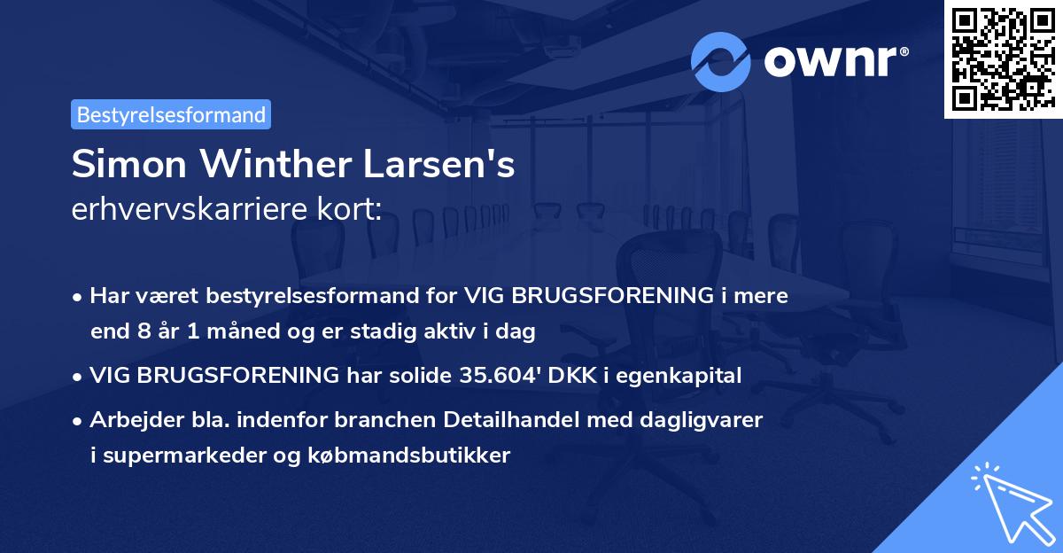 Simon Winther Larsen's erhvervskarriere kort