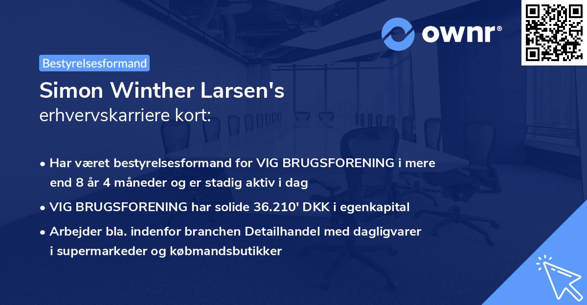 Simon Winther Larsen's erhvervskarriere kort