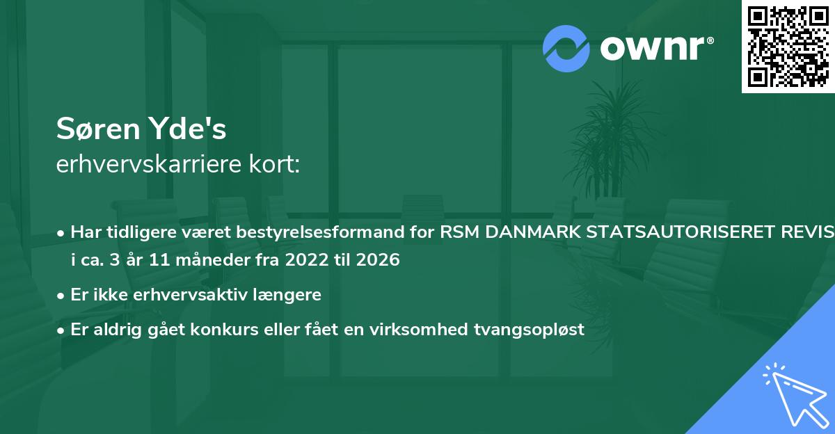 Søren Yde's erhvervskarriere kort