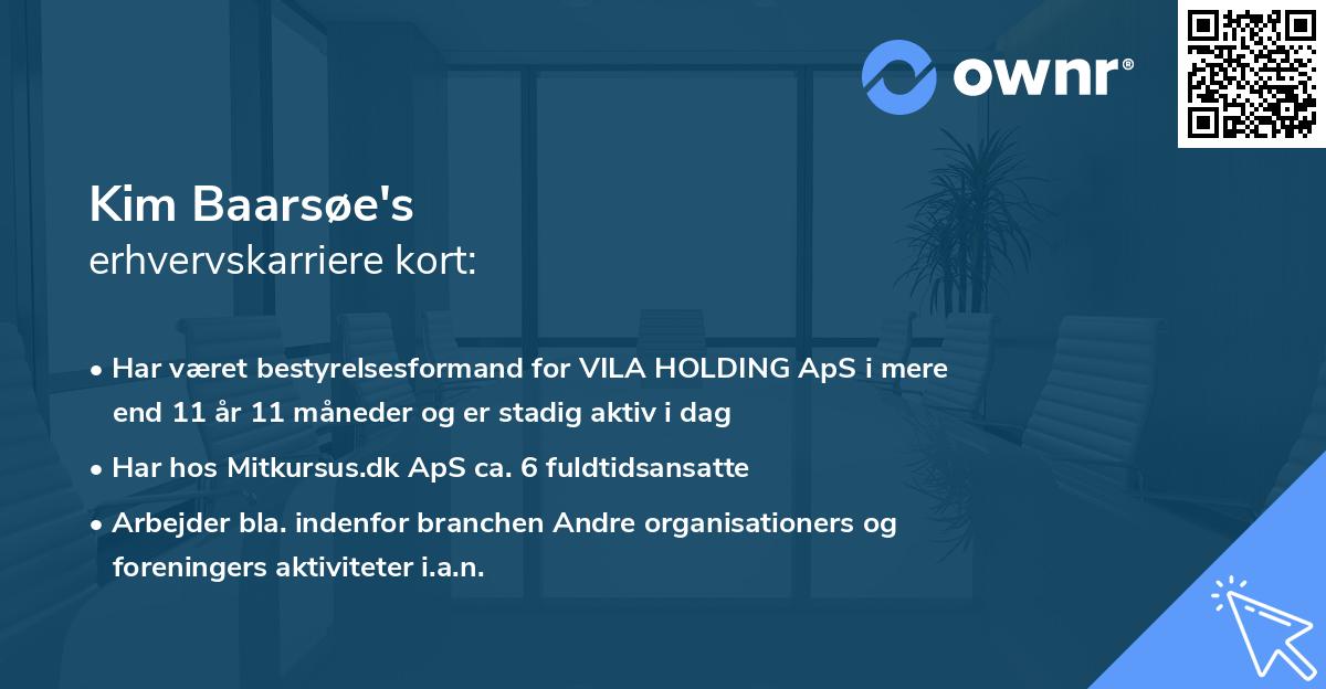Kim Baarsøe's erhvervskarriere kort