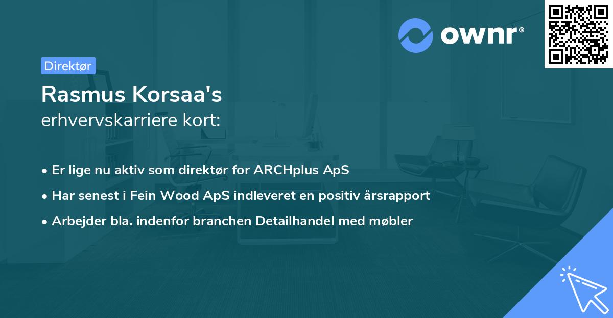 Rasmus Korsaa's erhvervskarriere kort
