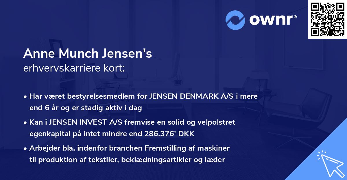 Anne Munch Jensen's erhvervskarriere kort
