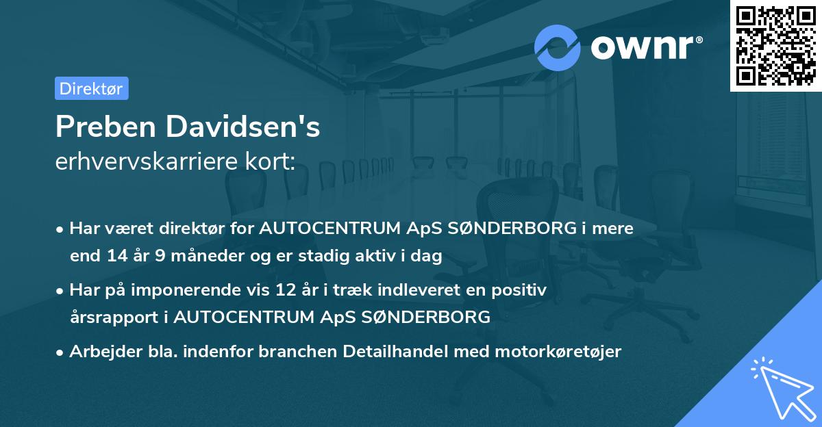 Preben Davidsen's erhvervskarriere kort