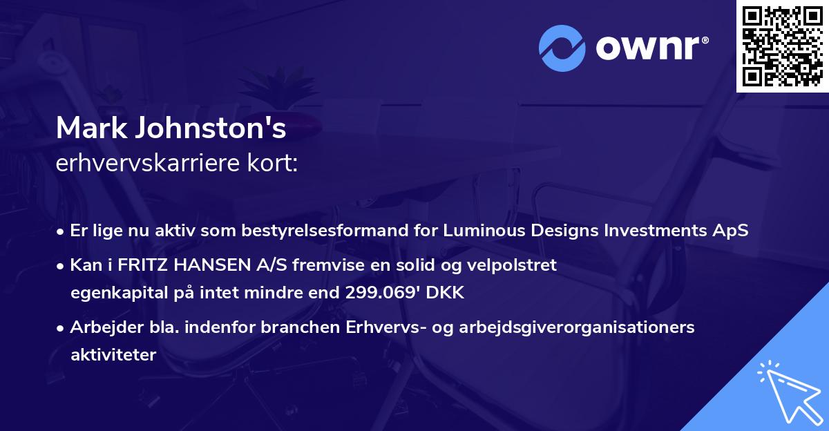 Mark Johnston's erhvervskarriere kort