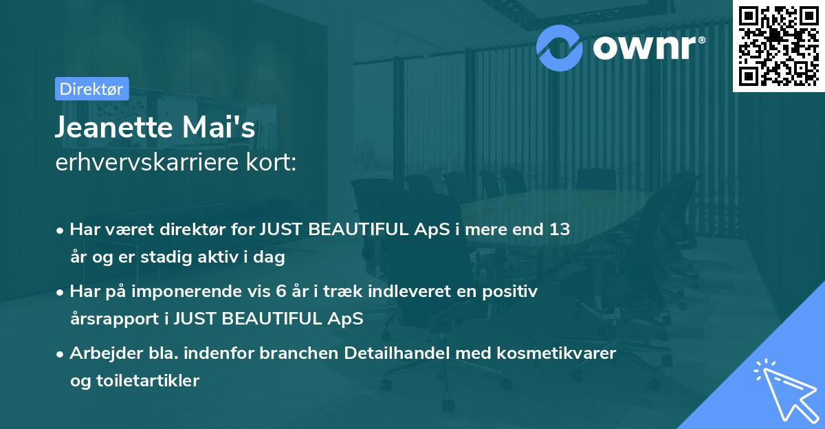 Jeanette Mai's erhvervskarriere kort