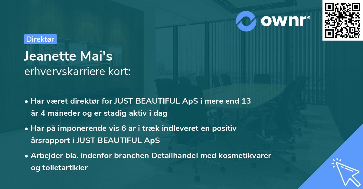 Jeanette Mai's erhvervskarriere kort