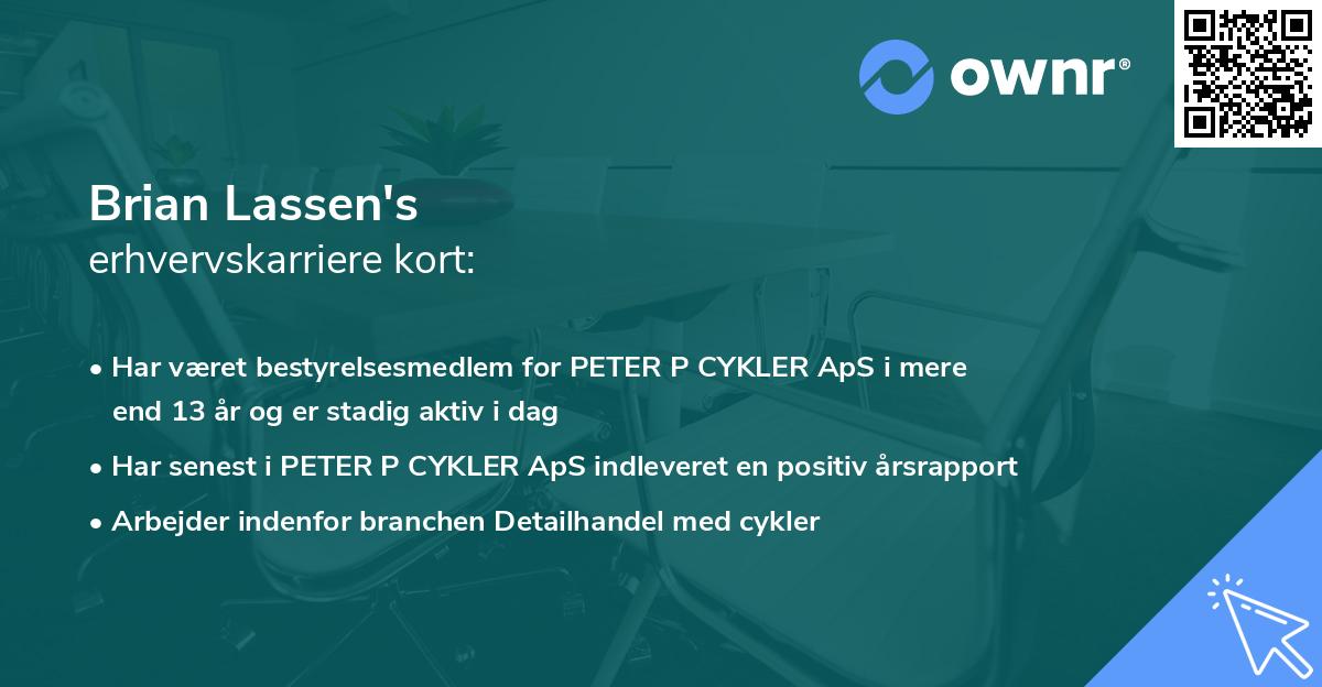 Brian Lassen's erhvervskarriere kort