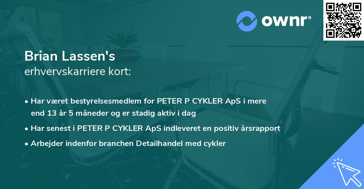 Brian Lassen's erhvervskarriere kort