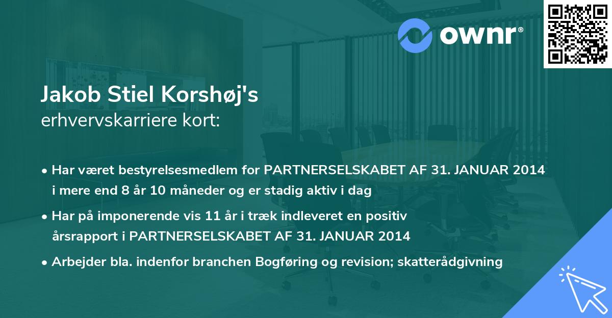 Jakob Stiel Korshøj's erhvervskarriere kort