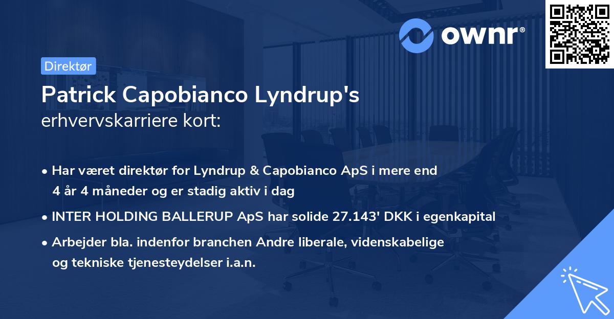 Patrick Capobianco Lyndrup's erhvervskarriere kort