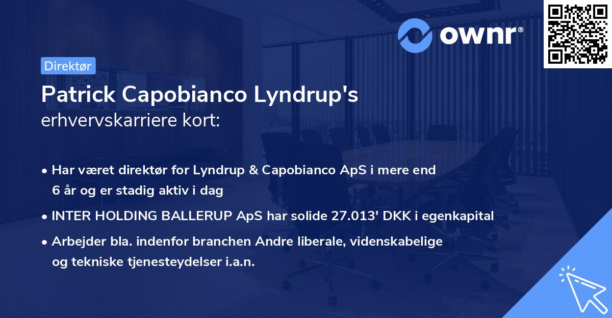 Patrick Capobianco Lyndrup's erhvervskarriere kort