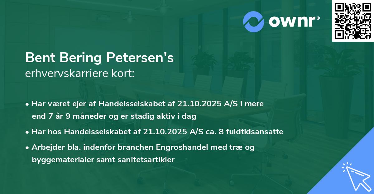 Bent Bering Petersen's erhvervskarriere kort