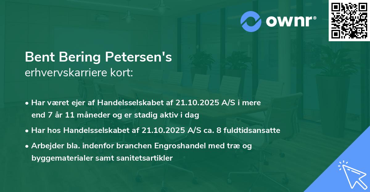 Bent Bering Petersen's erhvervskarriere kort