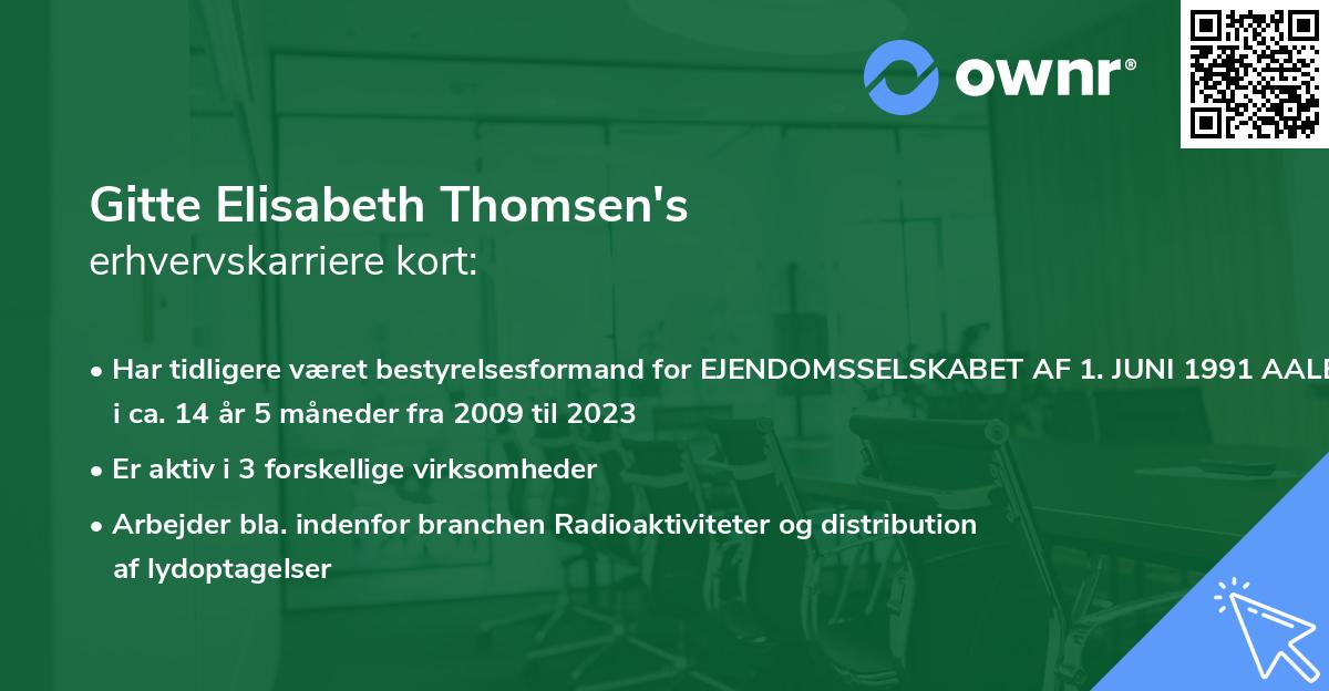 Gitte Elisabeth Thomsen's erhvervskarriere kort