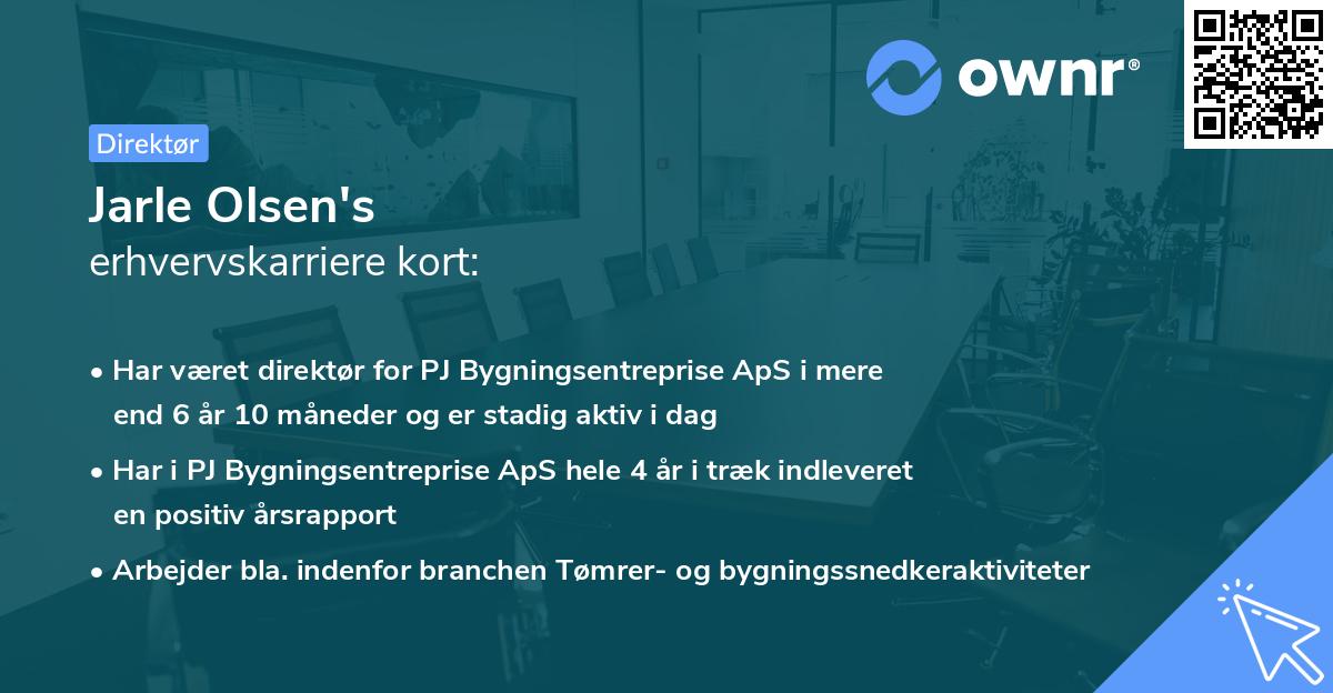 Jarle Olsen's erhvervskarriere kort