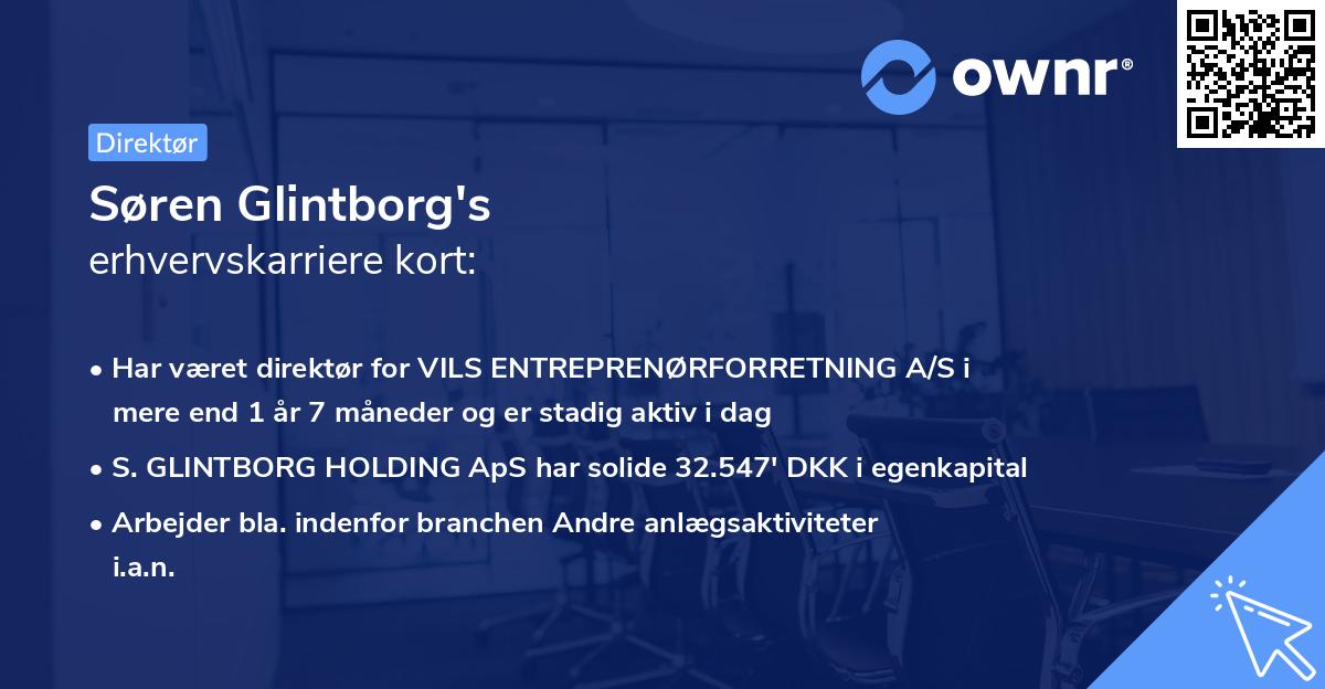 Søren Glintborg's erhvervskarriere kort