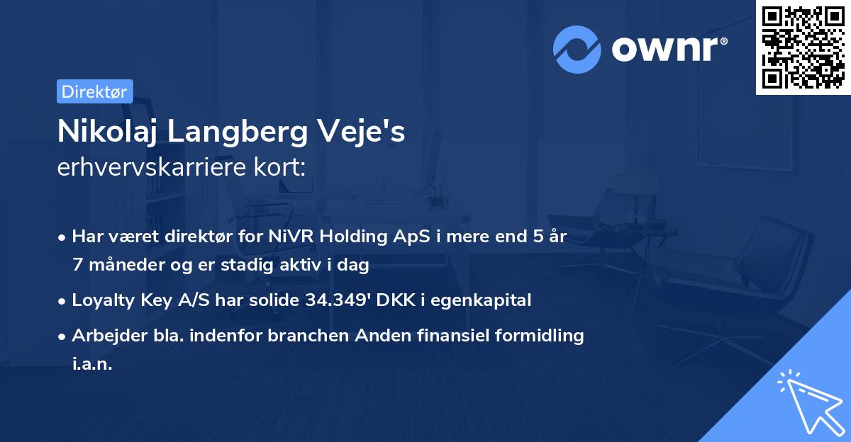 Nikolaj Langberg Veje's erhvervskarriere kort