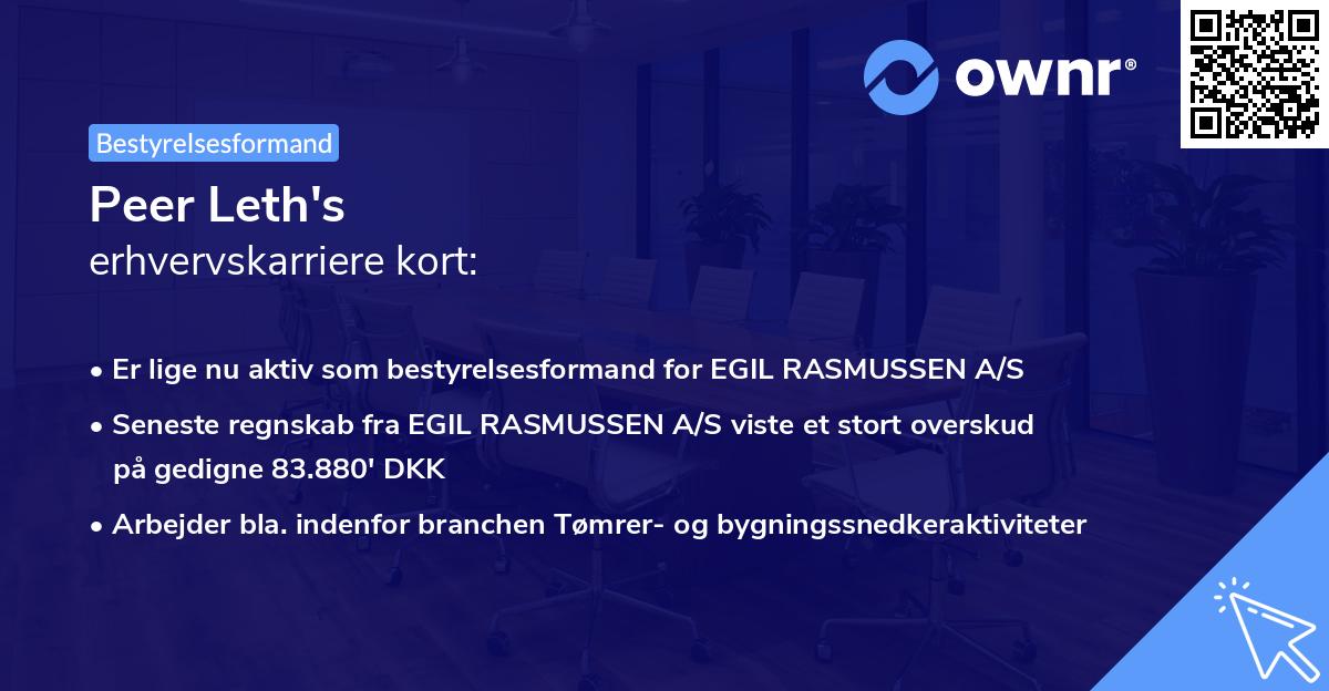 Peer Leth's erhvervskarriere kort