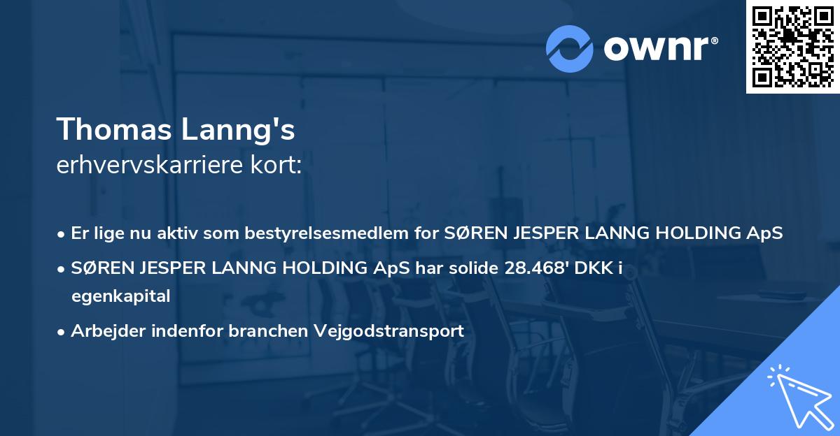 Thomas Lanng's erhvervskarriere kort