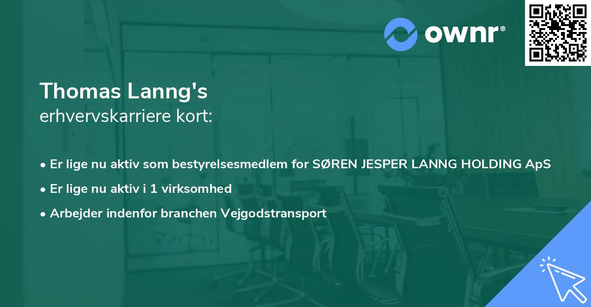 Thomas Lanng's erhvervskarriere kort