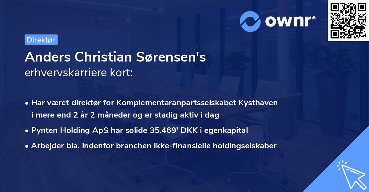 Anders Christian Sørensen's erhvervskarriere kort