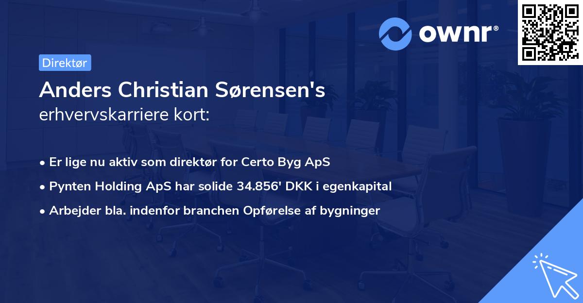 Anders Christian Sørensen's erhvervskarriere kort