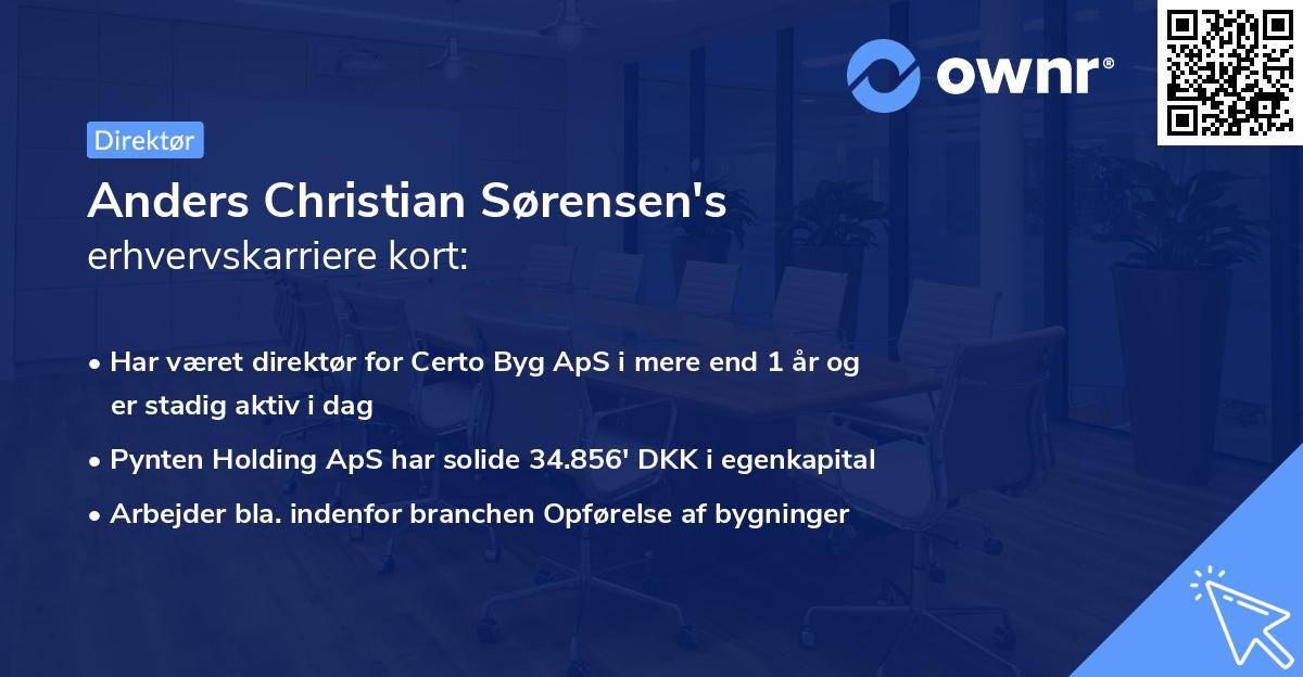 Anders Christian Sørensen's erhvervskarriere kort