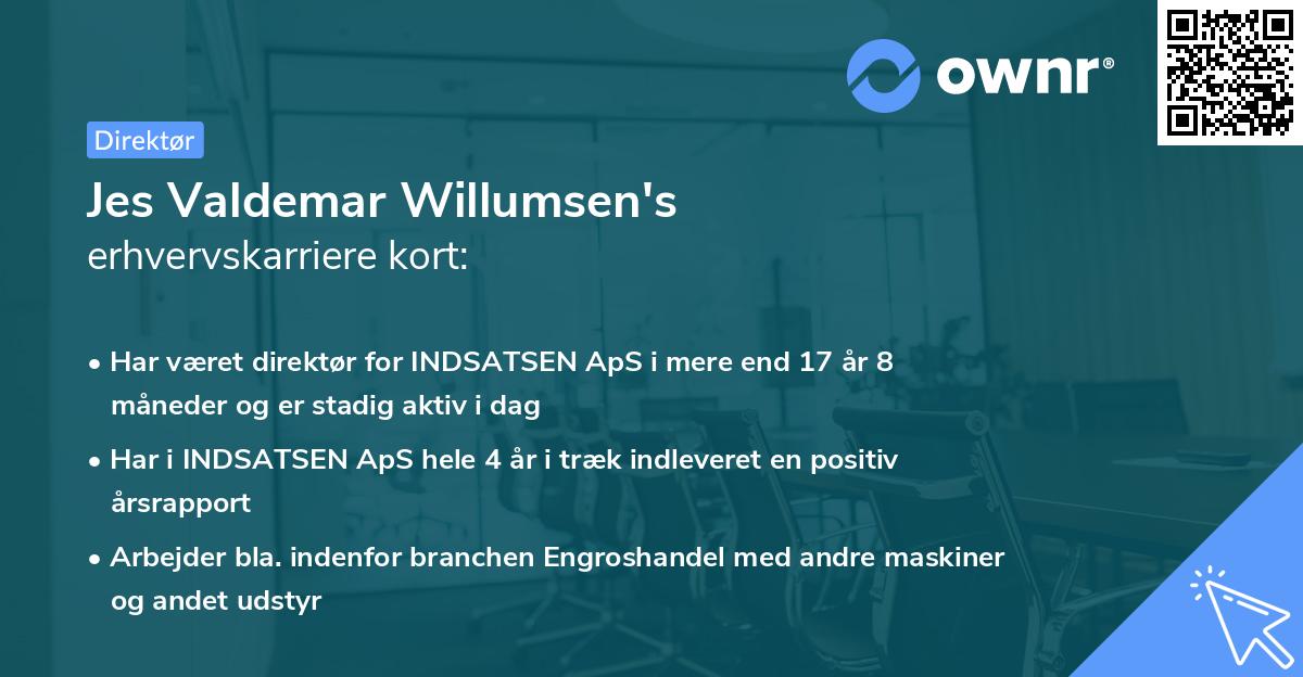 Jes Valdemar Willumsen's erhvervskarriere kort