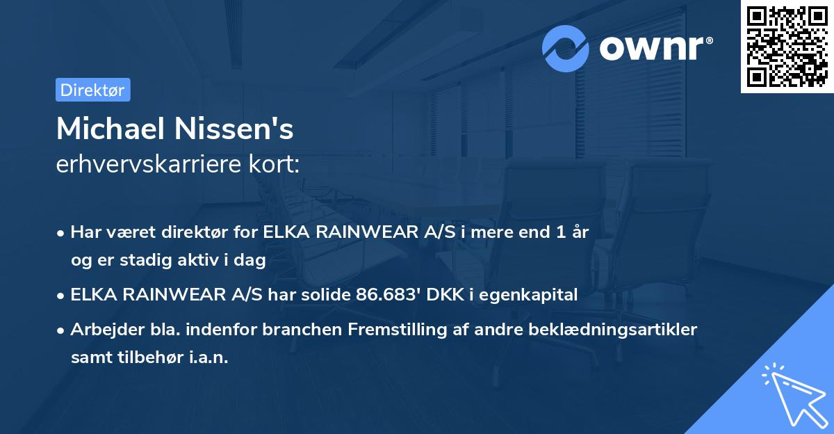 Michael Nissen's erhvervskarriere kort