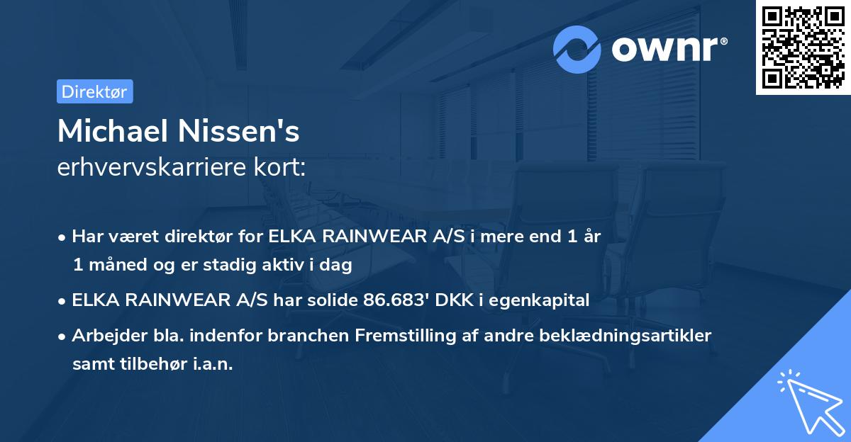 Michael Nissen's erhvervskarriere kort