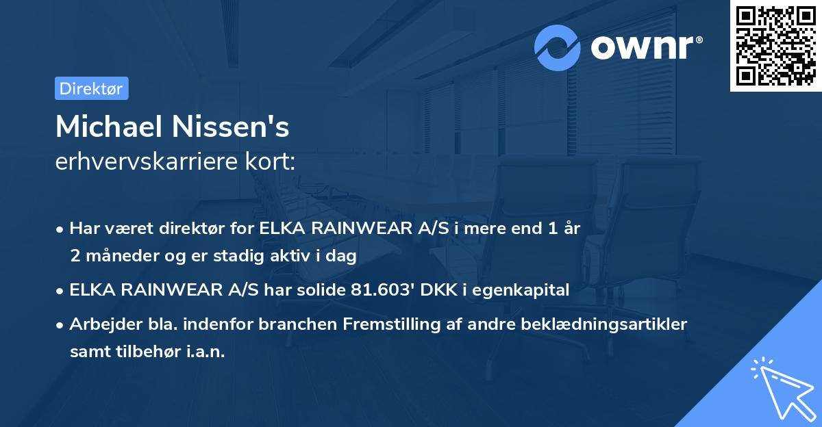 Michael Nissen's erhvervskarriere kort