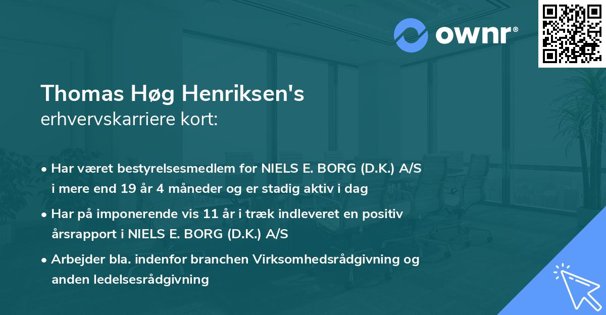 Thomas Høg Henriksen's erhvervskarriere kort