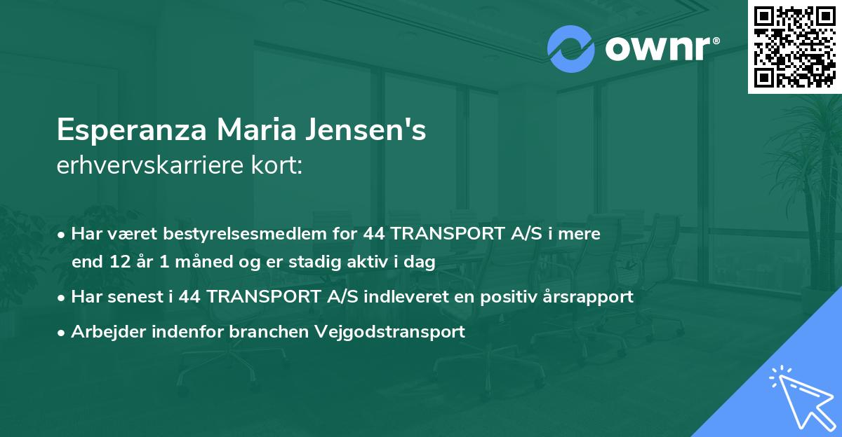 Esperanza Maria Jensen's erhvervskarriere kort