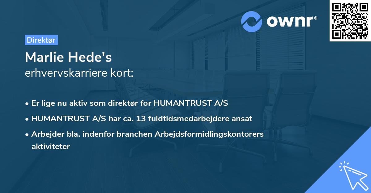 Marlie Hede's erhvervskarriere kort
