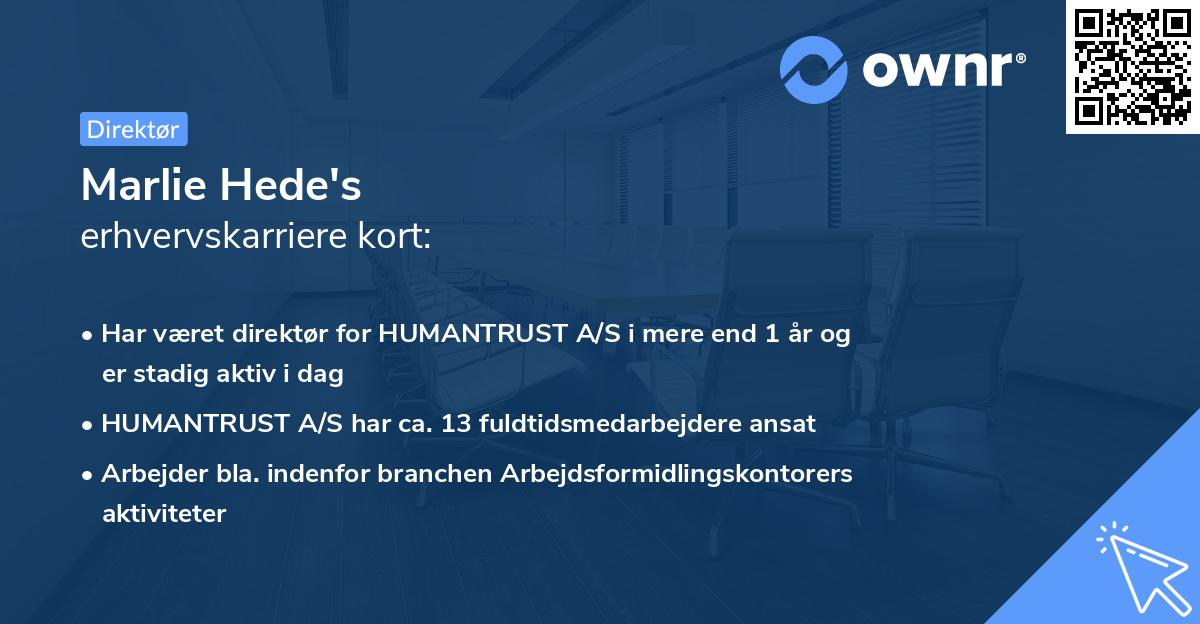 Marlie Hede's erhvervskarriere kort