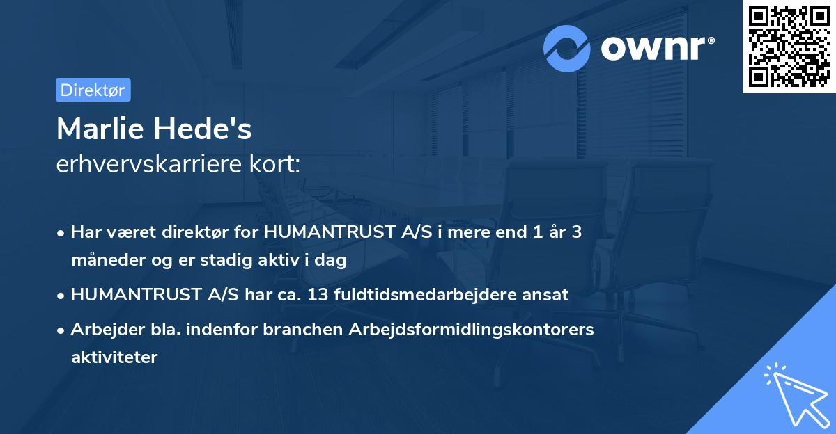 Marlie Hede's erhvervskarriere kort