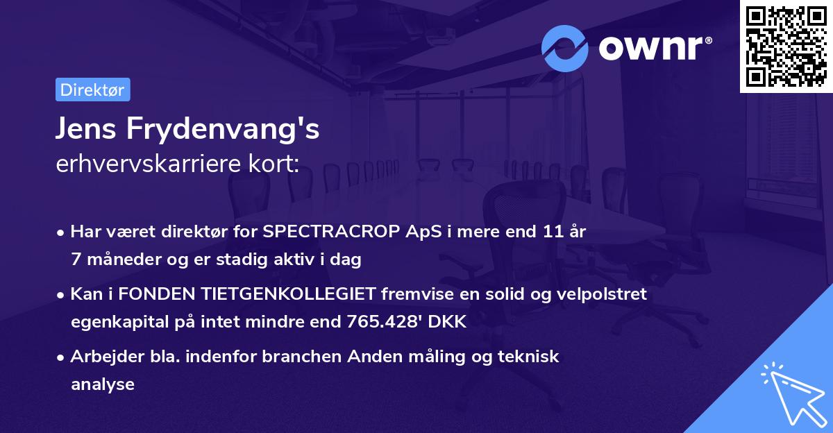 Jens Frydenvang's erhvervskarriere kort