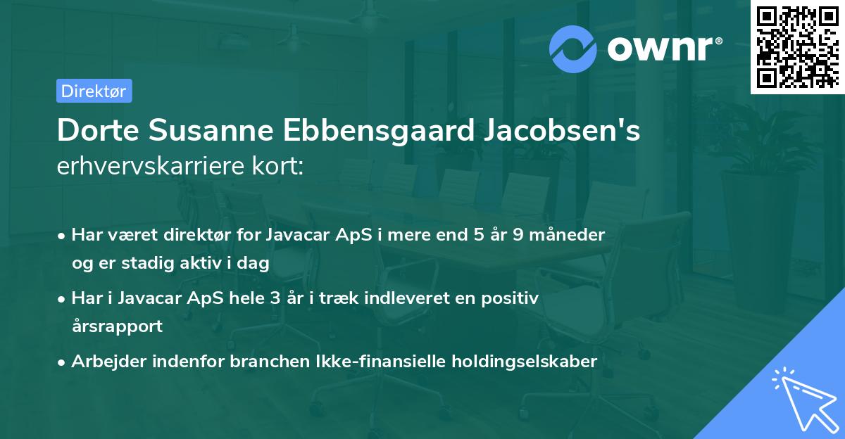 Dorte Susanne Ebbensgaard Jacobsen's erhvervskarriere kort