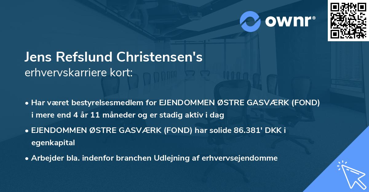 Jens Refslund Christensen's erhvervskarriere kort