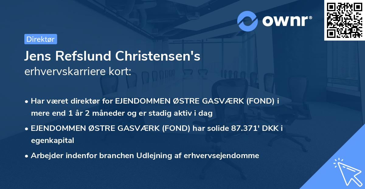 Jens Refslund Christensen's erhvervskarriere kort