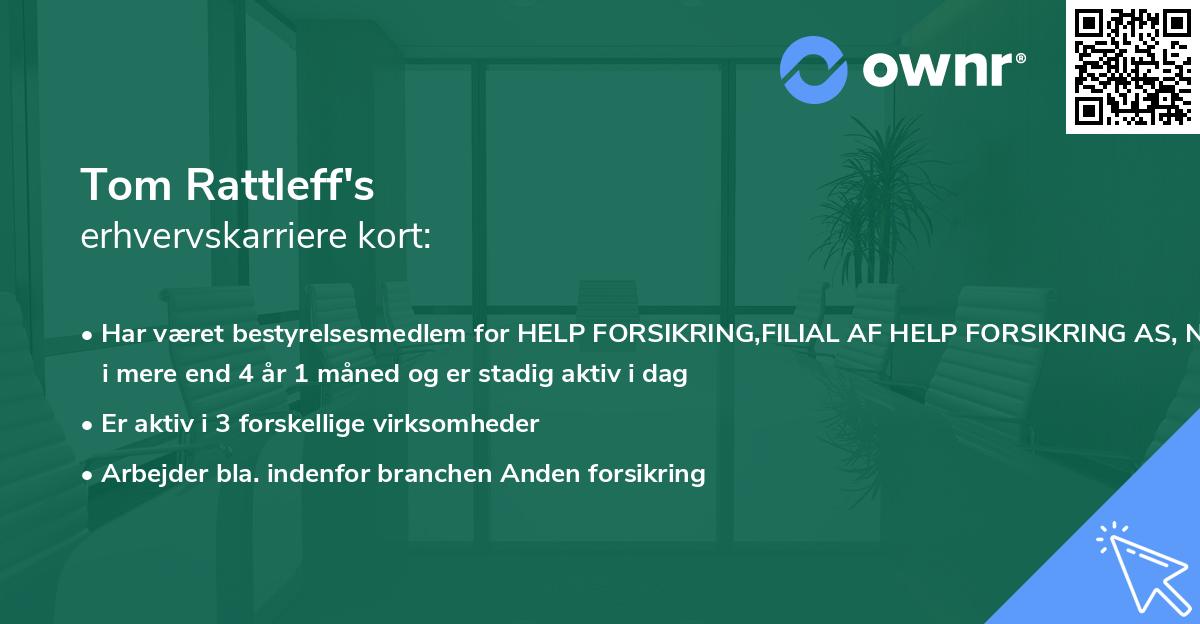 Tom Rattleff's erhvervskarriere kort
